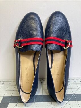 Talbots Ryan D-Ring Loafers Navy Blue Red Trim 8 1/2N Women’s Shoes Nautical